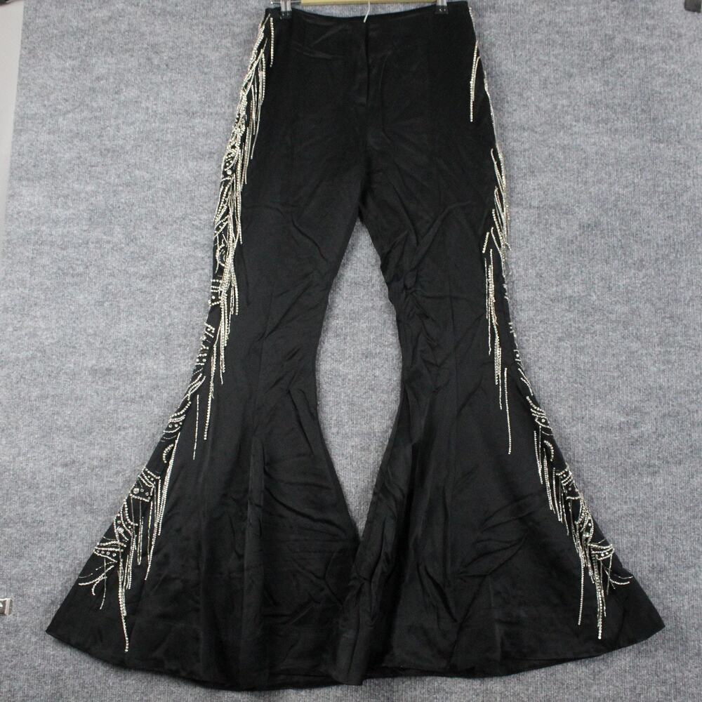 Alchemist Pants 26 Chain Embelished Rhinestone Fringe Flare Bell Bottom Party